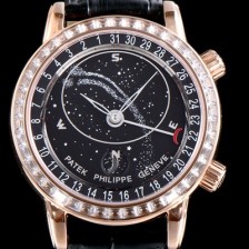SA급 파텍필립 남성용 그렌드 컴플리케이션 6104R-001 셀리스티얼 18K 로즈골드 최상급 다이아몬드 세팅 베젤 블랙 다이얼 오토매틱 무브먼트 PAT0135 xx
