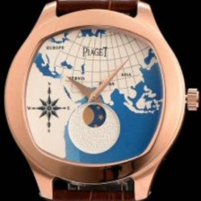 SA급  피아제 남성용 블랙-타이 18K 로즈골드 문페이즈 픽첼 다이얼 스위스 쿼츠 무므먼트 PIA4200 xx