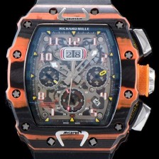 SA급 리차드밀레 남성용 리차드 밀 RM11-03 오토매틱 플라이백 크로노그래프레드 맥라렌!! 오렌지&카본 TPT 오버사이즈 데이트 스켈레톤 다이얼 오토매틱 무브먼트 RIC0202 xx