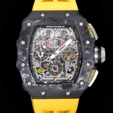 SA급 리차드밀레 남성용 플라이백 RM11-03 오버사이즈 데이트 크로노그래프레드 포지드 카본 케이스 스켈레톤 다이얼 오토매틱 무브먼트 RIC08691 xx