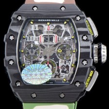 SA급 리차드밀레 남성용 오토매틱 플라이백 RM11-03 오버사이즈 데이트 크로노그래프레드 포지드 카본 케이스 스켈레톤 다이얼 오토매틱 무브먼트 RIC0241 xx