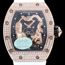 SA급 리차드밀레 남성용 리차드밀 RM51-01 타이거&드래곤 미쉘 요 워치!! 수공 맞물림 형식의 쥬얼세팅 고급스러운 18K 로즈골드 스켈레톤 다이얼 오토매틱 무브먼트 RIC0452 xx