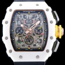 SA급 리차드밀레 남성용 최신버전 업그레이드형 RM011 화이트 세라믹 오버사이즈 데이트 크로노그래프 스켈레톤 다이얼 오토매틱 무브먼트 RIC0412 xx