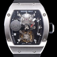 SA급 리차드밀레 남성용 RM001 새틴 폴리쉬드 스켈레톤 다이얼 아시안 투어빌론 탑재 무브먼트 RIC0421 xx
