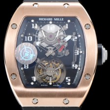 SA급 리차드밀레 남성용 최초의 모델 RM001 투르비용 컬렉션UP!! 고급스러운 18K 로즈골드 블랙&스켈레톤 다이얼 아시안 투어빌론 탑재 무브먼트 RIC0400 xx