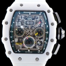 SA급 리차드밀레 남성용 최신버전 업그레이드형 RM011 화이트 세라믹 오버사이즈 데이트 스켈레톤 다이얼 오토매틱 무브먼트 RIC0410 xx