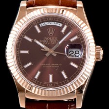 SA급 로렉스 남성용 추가업데이트 데이데이트 18K 로즈골드 케이스 36MM 브라운 썬더스트 다이얼 UP!! 크로노미터 플루티드 베젤 오토매틱 무브먼트 ROL0530 xx