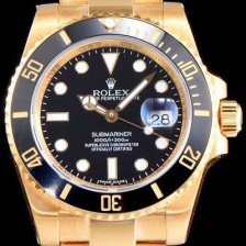SA급 로렉스 남성용 서브마리너116618LN-97208 블랙 세라믹 베젤 18k 옐루골드 도금 블랙 다이얼 브레이슬릿 ETA 2836-2 오토매틱 무브먼트 ROL0341 xx