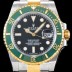 SA급 로렉스 남성용 New 업그레이드형!! 서브마리너 116613-LN-97203 데이트 투톤콤비 그린 세라믹 베젤UP!! 고급스러운 18K 옐로우골드 콤비 블랙 다이얼 브레이슬릿 오토매틱 무브먼트 ROL0534 xx