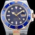 SA급 로렉스 남성용 서브마리너 116613LB-97203 다이아몬드 인덱스 블루 다이얼 18K 옐루골드 포금 2836-2 오토매틱 무브먼트 ROL0114 xx