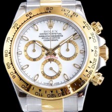 SA급 로렉스 남성용 신형 데이토나 모델 업데이트!! 크로노그래프 18k 옐로골드 투톤 콤비 화이트 다이얼 야광 인덱스 오토매틱 무브먼트 ROL0311 xx