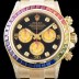 SA급 로렉스 남성용 데이토나 116598 "레인보우" SY무지개 컬러 바게크 컷 사파이어 36개 세팅 베젤 블랙 다이얼 오이스터 브레이슬릿 7750B-2 오토매틱 무브먼트 ROL0011 xx