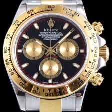 SA급 로렉스 남성용 신형 데이토나 모델 업데이트!! 크로노그래프 18k 옐로골드 투톤 콤비 블랙 다이얼 야광 인덱스 오토매틱 무브먼트 ROL0312 xx