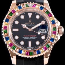 SA급 로렉스 남성용 최신버전 UP!! 요트마스터 116695SATS 레인보우 바게크 컷 세팅 베젤 블랙 다이얼 오이스터 플렉스 스위스 ETA 2824-2 오토매틱 무브먼트 ROL0050 xx