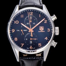 SA급 태그호이어 남성용 까레라 칼리버 1887 크로노그래프 블랙 다이얼 7750 오토매틱 무브먼트 TAG0200 xx