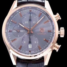 SA급 태그호이어 남성용 까레라 칼리버 1887 크로노그래프 로즈골드 그레이 다이얼 오토매틱 무브먼트 TAG0230 xx