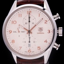 SA급 태그호이어 남성용 까레라 칼리버 1887 크로노그래프 화이트 다이얼 7750 오토매틱 TAG4212 xx