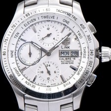 SA급 테그호이어 남성용 링크 시리즈 칼리버 16 크로노그래프 화이트 다이얼 오토매틱 무브먼트 TAG0230 xx