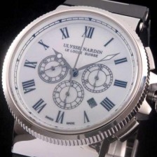 SA급 율리스나르당 남성용 마린크로노그래프 44mm 로마마크 화이트 다이얼 ULY42010 xx