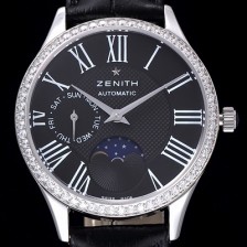 SA급 제니스 남성용 16.2310.69202.C706 스위스 쿼츠 쥬얼리 베젤 블랙 다이얼 ZEN043 xx