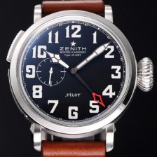 SA급 제니스 남성용 파일럿 타입 20 GMT 1903 블랙 다이얼 브라운 레더 스트랩 아시안 23석 오토매틱 ZEN4221 xx