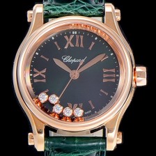 SA급 쇼파드여성용 해피스포츠 미니 오토매틱 30미리 레이디스 18K 로즈골드 자게 다이얼 그린 CHO83952 xx