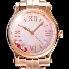 SA급 쇼파드여성용 해피스포츠 미니 오토매틱 30미리 레이디스 18K로즈골드 올금 장식 자게다이얼 화이트 CHO59597 xx