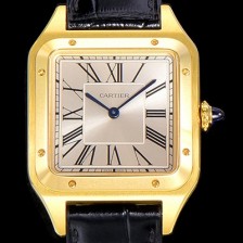 SA급 까르띠에남여공용 산토스 두몽트 쿼츠 커플시계 18K 옐루골드 38미리 43미리/38미리 M/S 실버다이얼 CAR70866 xx