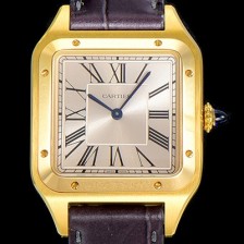 SA급 까르띠에남여공용 산토스 두몽트 쿼츠 커플시계 18K 옐루골드 38미리 43미리/38미리 M/S 실버다이얼 CAR50473 xx