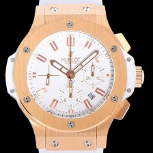 SA급 휴블렛남성용 빅뱅 크로노그래프 44미리 18K로즈골드 다이아몬드우레탄 오토매틱 화이트다이얼 HUB60235 xx