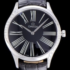 SA급 오메가여성용 드빌 스틸 트레저 다이아몬드 36미리 쿼츠 블랙다이얼 OMG45332 xx