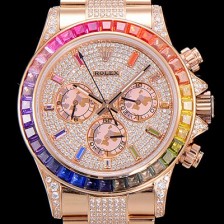 SA급 로렉스남성용 데이토나 오이스터 라인보우 와치 보석/큐빅 세팅 4130타입 무브튜닝 40mm 올금/통금 로즈골드 블랙 다이얼 ROL87026 xx
