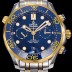 SA급 오메가남성용 씨마스터 다이버 300M 마스터 크로노그래프 옐루골드 44mm 블루다이얼 OMG53678 xx
