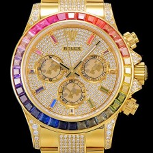 SA급 로렉스남성용 데이토나 오이스터 라인보우 와치 보석/큐빅 세팅 4130타입 무브튜닝 40mm 올금/통금 로즈골드 블랙 다이얼 ROL50490 xx