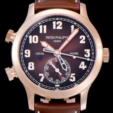 SA급 파텍필립남성용 컴플리케이션 칼라트라바 파일럿 트레블 타임 42mm 브라운다이얼 PAT34340 xx