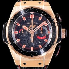 SA급 휴블렛남성용 빅뱅 킹파워 F1 그레이트브리튼 48mm 오토매틱 18k 로즈골드 블랙다이얼 HUB38371 xx