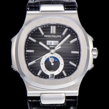 SA급 파텍필립 남성용 노틸러스 5726/1A-014 오토매틱 Cal.324 타입 40미리 문페이즈 가죽줄/밴드 블랙다이얼 PAT75438 xx