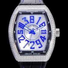 SA급 프랭크뮬러 남성용 뱅가드 오토매틱 CZ02타입 44미리 보석/큐빅 셋팅 가죽줄/스트랩 화이트다이얼 FRA73759 xx