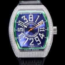 SA급 프랭크뮬러 남성용 뱅가드 오토매틱 CZ02타입 44미리 보석/큐빅 셋팅 가죽줄/스트랩 블루다이얼 FRA73741 xx