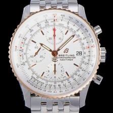 SA급 브라이틀링 남성용 네비타이머 크로노그래프 오토매틱 A7750-2 41미리 메탈시계 투톤콤비 18K로즈골드 화이트다이얼 BRE75613 xx