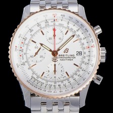 SA급 브라이틀링 남성용 네비타이머 크로노그래프 오토매틱 A7750-2 41미리 메탈시계 투톤콤비 18K로즈골드 화이트다이얼 BRE75613 xx
