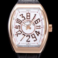 SA급 프랭크뮬러 남성용 뱅가드 오토매틱 CZ02타입 44미리 18K로즈골드 가죽줄/스트랩 화이트다이얼 FRA73813 xx