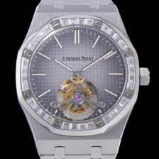 SA급 오데마피게 남성용 로얄오크 Calibre 2924 투어빌론/수동기계식 41미리 다이아몬드 베젤 그레이다이얼 AUD74538 xx