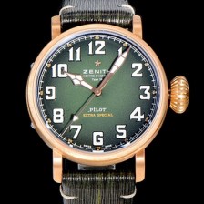 SA급 제니스 남성용 파일럿 타입 20 애드벤쳐 브론져제질 오토매틱 9015무브 45미리 가죽시계 그린다이얼 ZEN77591 xx