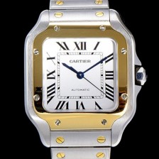 SA급 까르띠에 남성용 산토스 더 까르띠에 W2SA0016 오토매틱 ETA2892-2 금장시계 18K옐루골드 35.1미리 화이트다이얼 CAR11463 xx