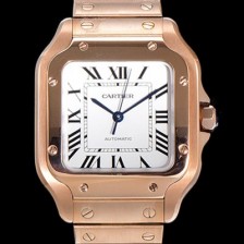 SA급 까르띠에 남성용 산토스 더 까르띠에 WGSA0031 오토매틱 ETA2892-2 금장시계 18K로즈골드 35.1미리 화이트다이얼 CAR11454 xx