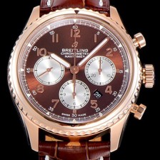 SA급 브라이틀링 남성용 네비타이머 에비에이터 8 오토매틱 크로노그래프 ETA7750-2 타입 43미리 로즈골드 가죽줄 브라운다이얼 BRE75591 xx