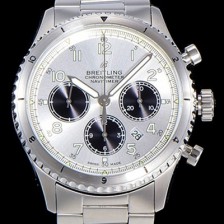 SA급 브라이틀링 남성용 네비타이머 에비에이터 8 오토매틱 크로노그래프 ETA7750-2 타입 43미리 메탈줄 화이트다이얼 BRE75555 xx