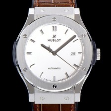 SA급 휴블렛 남성용 클래식 퓨전 45미리 오토매틱 9015 타입 가죽/러버 믹스 화이트다이얼 HUB73531 xx