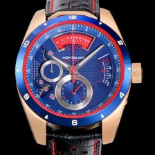 SA급 몽블랑 남성용 타임워커 쿼츠 VK타입 46.4미리 금장 로즈골드 가죽줄 래더스트랩 블루다이얼 MON71165 xx